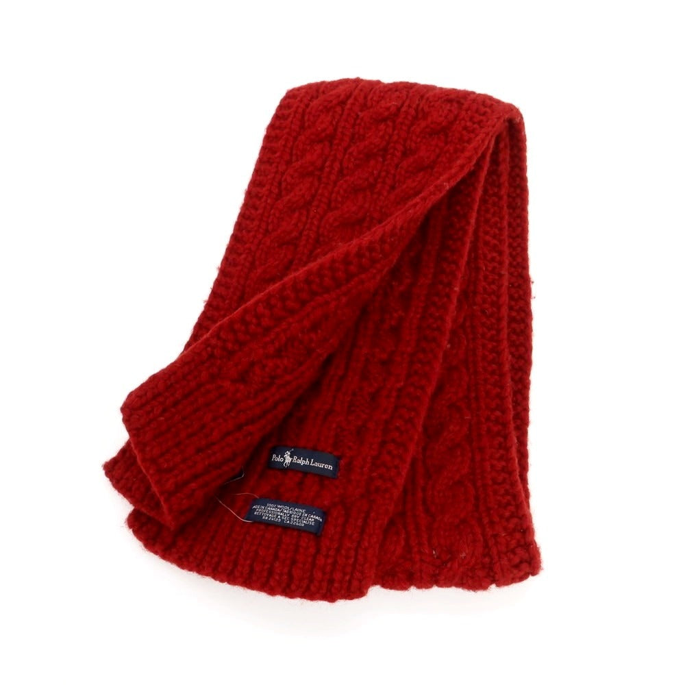 【中古】ラルフローレン RALPH LAUREN ウール ケーブル編み マフラー ダークレッド【 状態ランクB 】【 メンズ 】