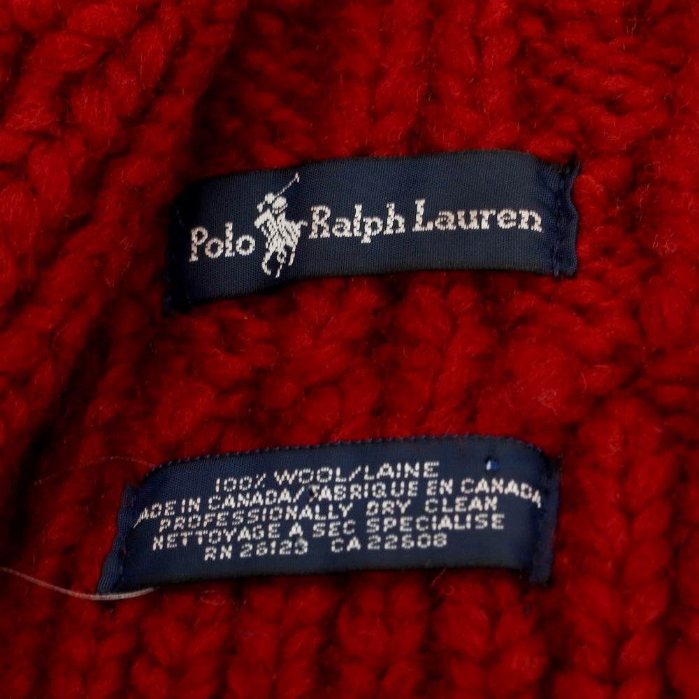 【中古】ラルフローレン RALPH LAUREN ウール ケーブル編み マフラー ダークレッド【 状態ランクB 】【 メンズ 】