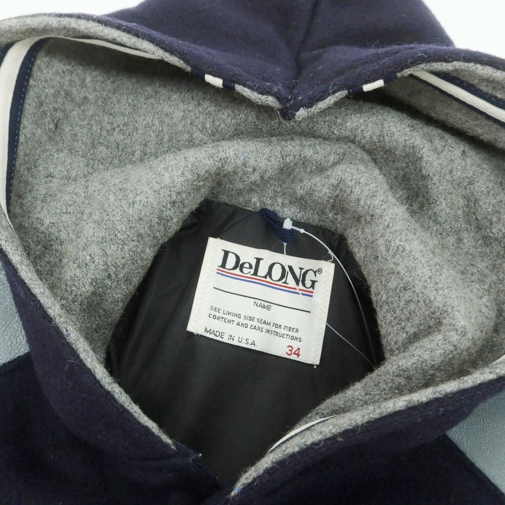 【中古】デロング Delong ウール×レザー スタジャン ネイビーxグレー【サイズ34】【 状態ランクC 】【 メンズ 】 [DPD]