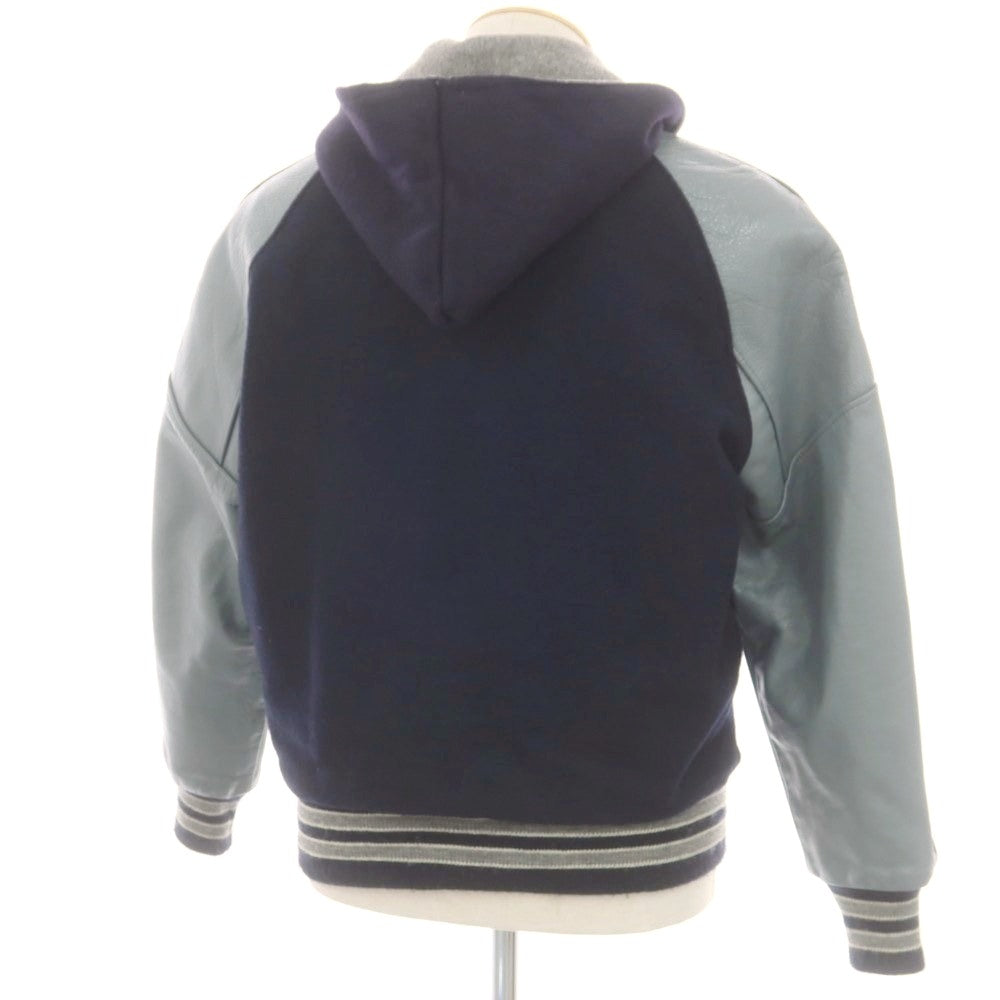 【中古】デロング Delong ウール×レザー スタジャン ネイビーxグレー【 34 】【 状態ランクC 】【 メンズ 】