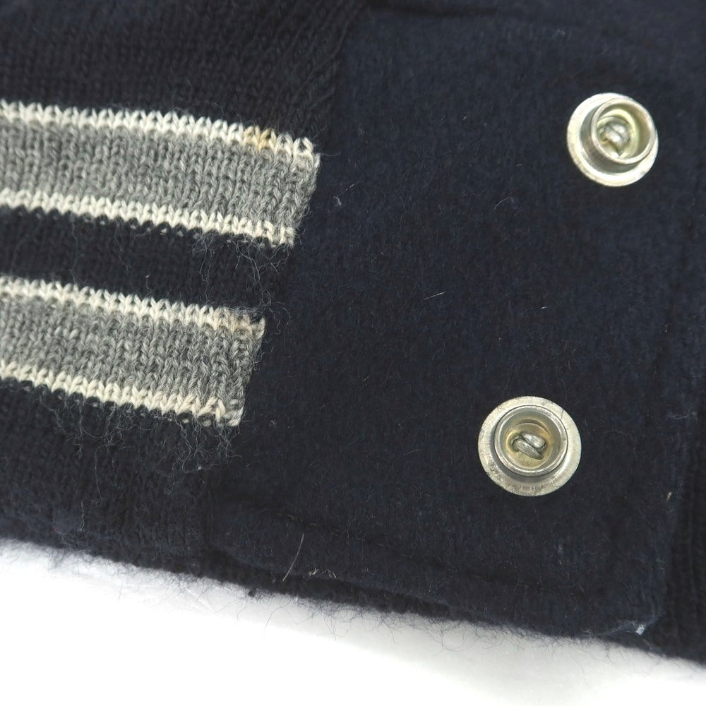 【中古】デロング Delong ウール×レザー スタジャン ネイビーxグレー【 34 】【 状態ランクC 】【 メンズ 】