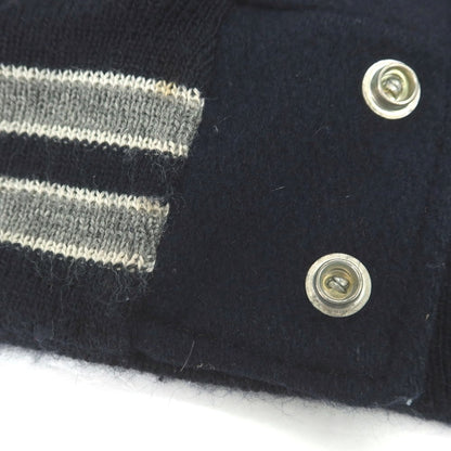 【中古】デロング Delong ウール×レザー スタジャン ネイビーxグレー【 34 】【 状態ランクC 】【 メンズ 】