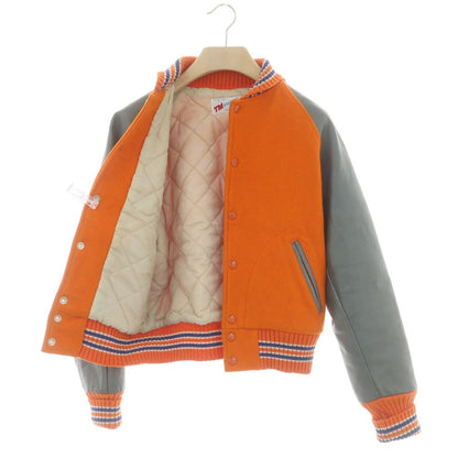 【中古】ティーエム アスレチックス TM ATHLETICS ウール×レザー 中綿入り スタジャン オレンジxグレー【 36 】【 状態ランクC 】【 メンズ 】