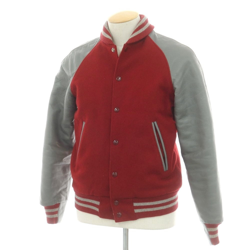 【中古】ゴールデンベア Golden Bear ウール×レザー 中綿入り スタジャン レッドxグレー【 XS 】【 状態ランクC 】【 メンズ 】