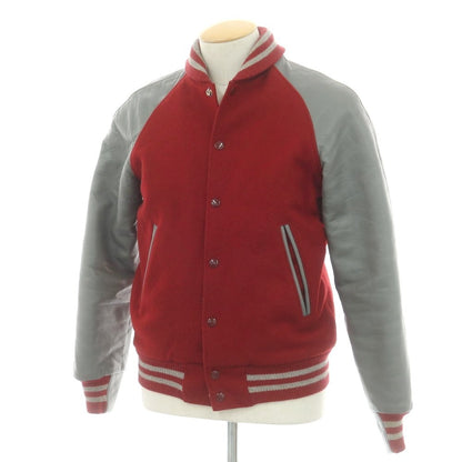 【中古】ゴールデンベア Golden Bear ウール×レザー 中綿入り スタジャン レッドxグレー【 XS 】【 状態ランクC 】【 メンズ 】