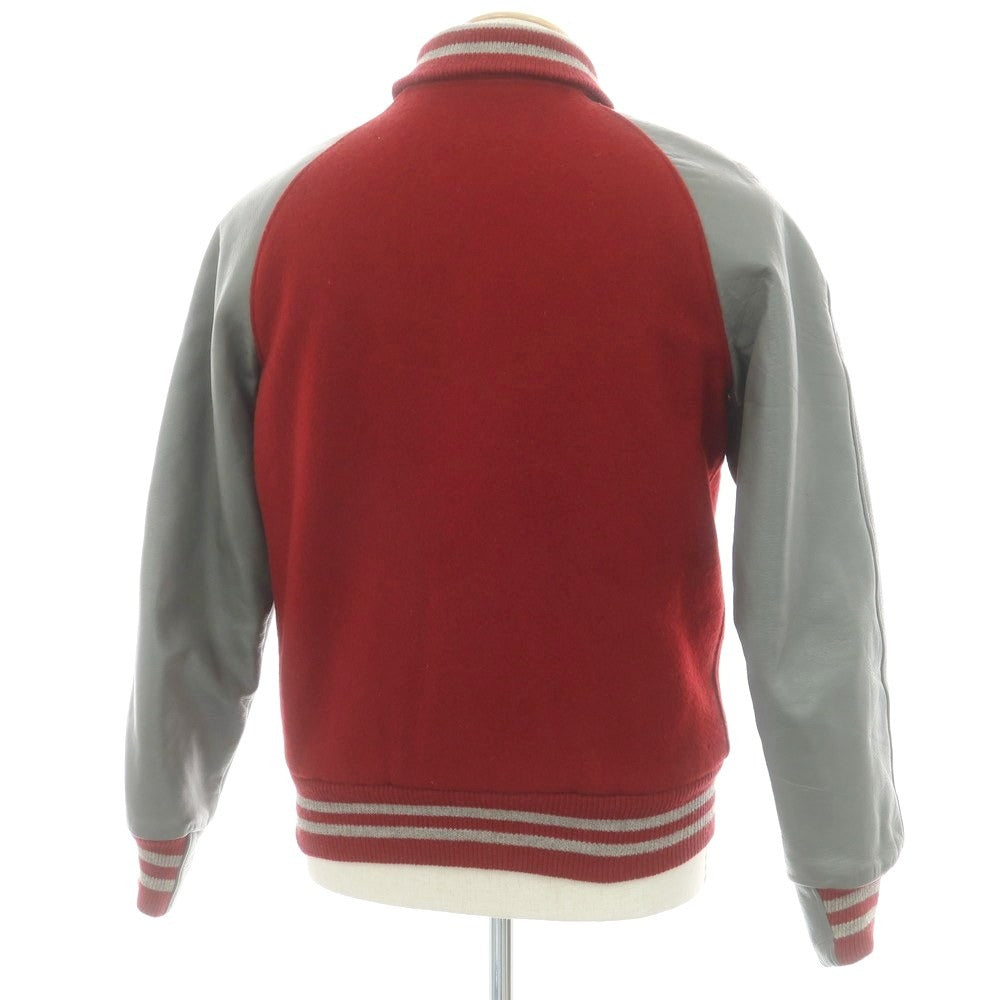 【中古】ゴールデンベア Golden Bear ウール×レザー 中綿入り スタジャン レッドxグレー【 XS 】【 状態ランクC 】【 メンズ 】