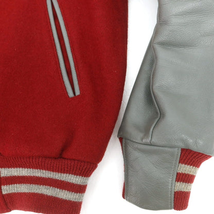 【中古】ゴールデンベア Golden Bear ウール×レザー 中綿入り スタジャン レッドxグレー【 XS 】【 状態ランクC 】【 メンズ 】