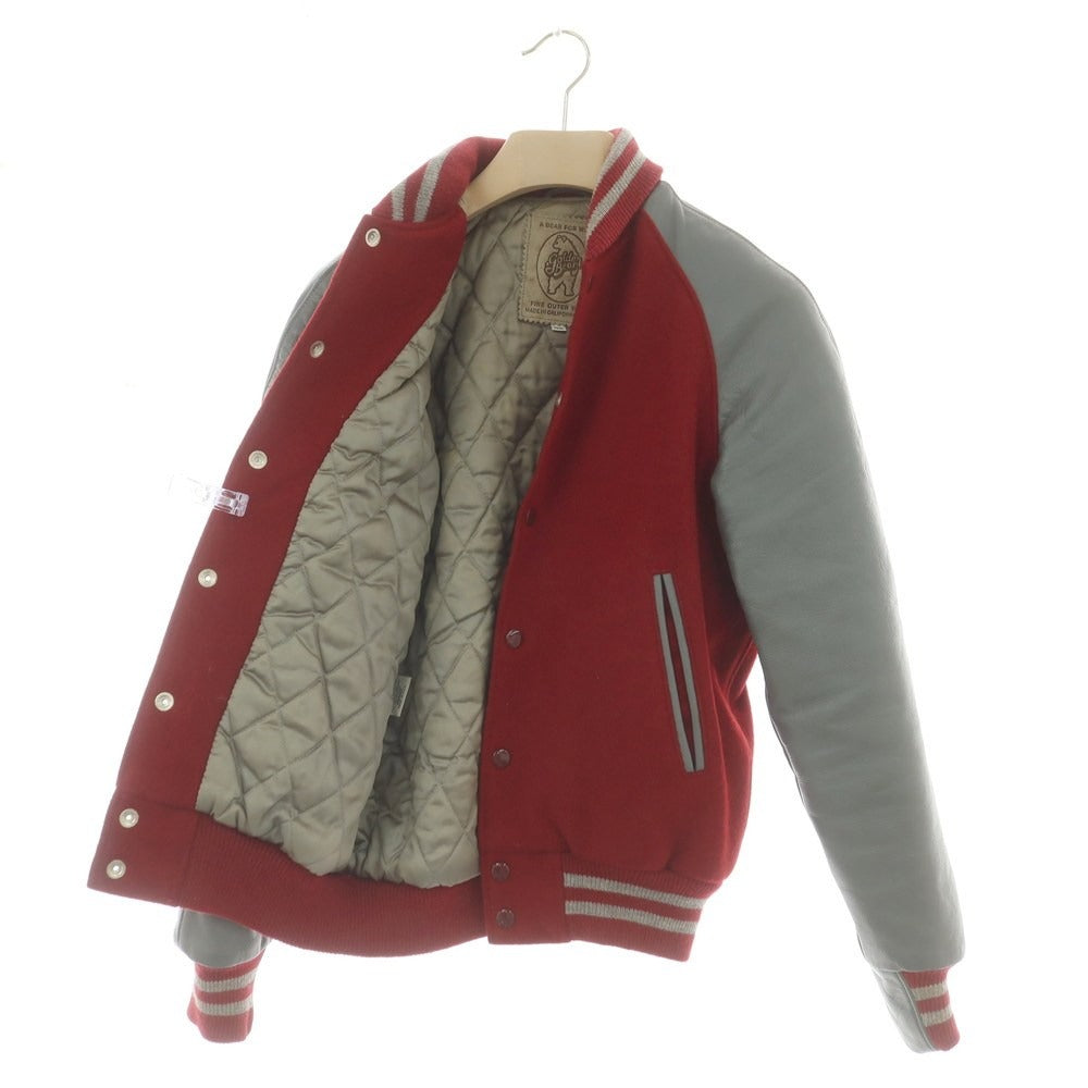 【中古】ゴールデンベア Golden Bear ウール×レザー 中綿入り スタジャン レッドxグレー【 XS 】【 状態ランクC 】【 メンズ 】