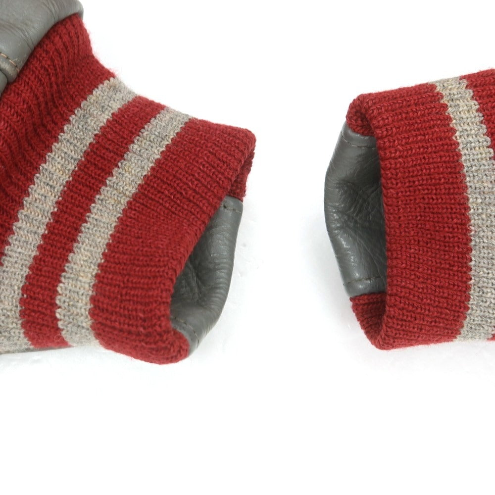 【中古】ゴールデンベア Golden Bear ウール×レザー 中綿入り スタジャン レッドxグレー【 XS 】【 状態ランクC 】【 メンズ 】