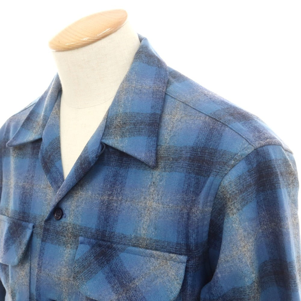 【中古】【未使用】ペンドルトン PENDLETON BOARD SHIRT バージンウール チェック オープンカラー カジュアルシャツ ブルーxグレー×ネイビー【 S 】【 状態ランクS 】【 メンズ 】
