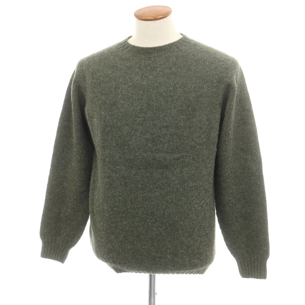 【中古】【未使用】インバーアラン INVERALLAN ウール クルーネック プルオーバーニット オリーブ【 40 】【 状態ランクS 】【 メンズ 】