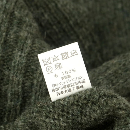 【中古】【未使用】インバーアラン INVERALLAN ウール クルーネック プルオーバーニット オリーブ【 40 】【 状態ランクS 】【 メンズ 】