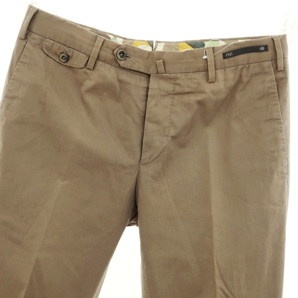 [Used] PT01 WATERCOLOR Stretch Cotton Casual Slacks Pants Khaki Brown [48] [Condition Rank C] [Men&