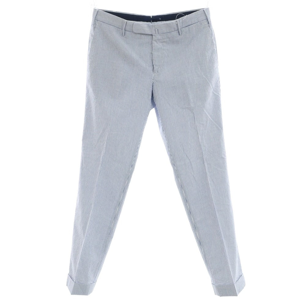 [Used] INCOTEX Cotton Seersucker Striped Casual Slacks Pants Blue x White [50] [Condition Rank B] [Men&