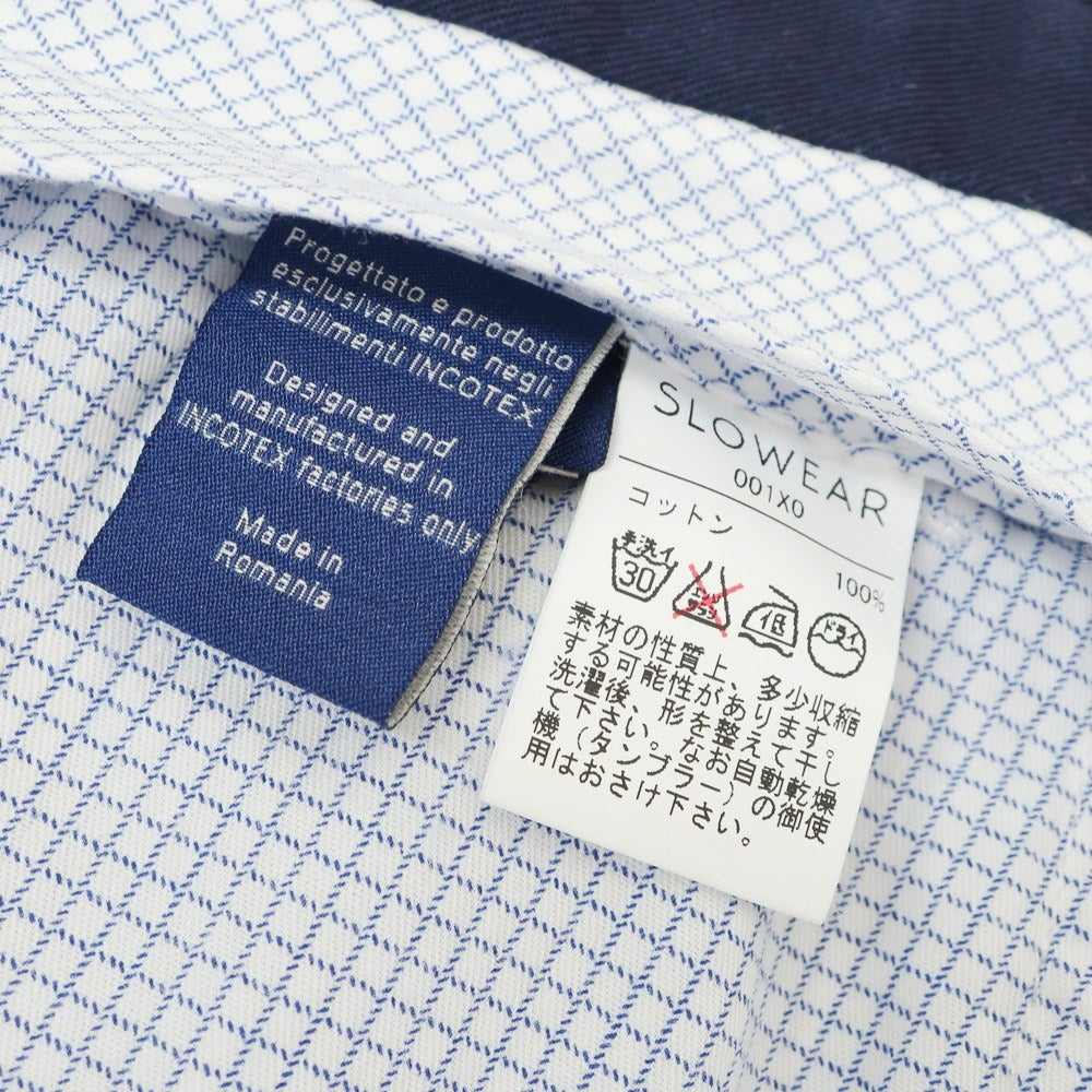 [Used] INCOTEX Cotton Seersucker Striped Casual Slacks Pants Blue x White [50] [Condition Rank B] [Men&