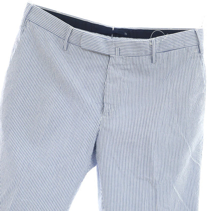 [Used] INCOTEX Cotton Seersucker Striped Casual Slacks Pants Blue x White [50] [Condition Rank B] [Men&