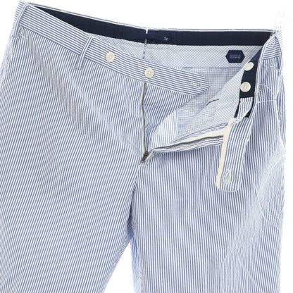 [Used] INCOTEX Cotton Seersucker Striped Casual Slacks Pants Blue x White [50] [Condition Rank B] [Men&