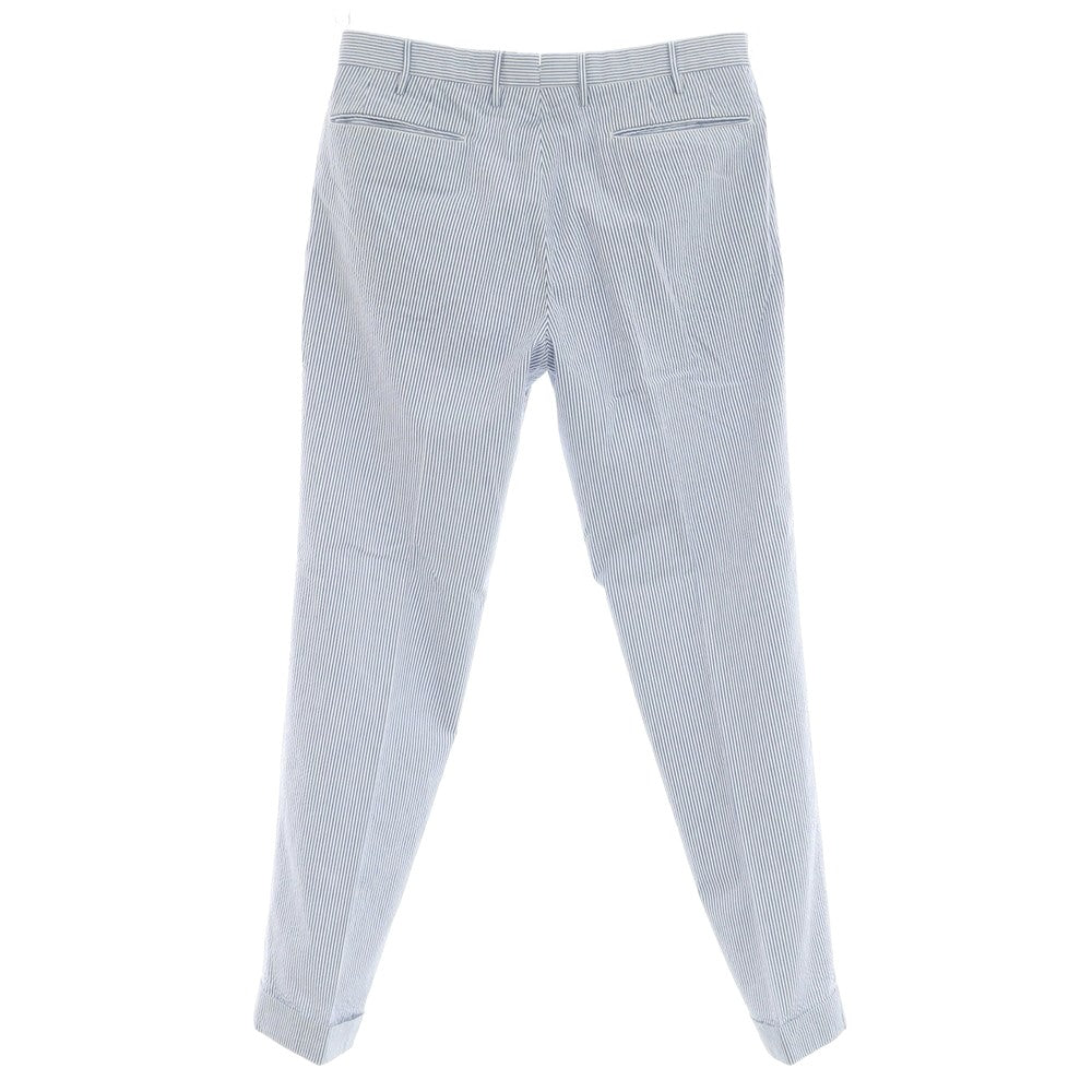[Used] INCOTEX Cotton Seersucker Striped Casual Slacks Pants Blue x White [50] [Condition Rank B] [Men&