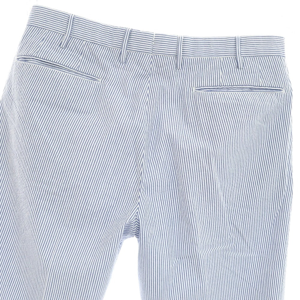[Used] INCOTEX Cotton Seersucker Striped Casual Slacks Pants Blue x White [50] [Condition Rank B] [Men&