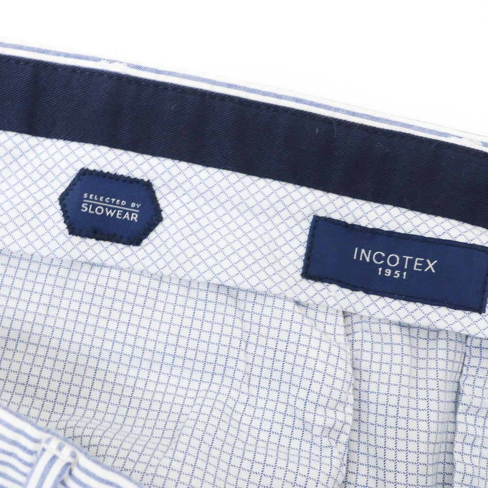 [Used] INCOTEX Cotton Seersucker Striped Casual Slacks Pants Blue x White [50] [Condition Rank B] [Men&