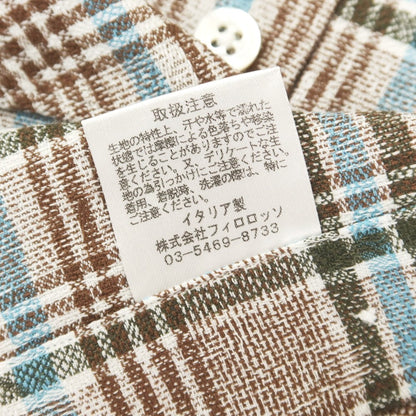 【中古】マリアサンタンジェロ Maria Santangelo コットン チェック ワイドカラー カジュアルシャツ ブラウンxホワイト【 L 】【 状態ランクB 】【 メンズ 】