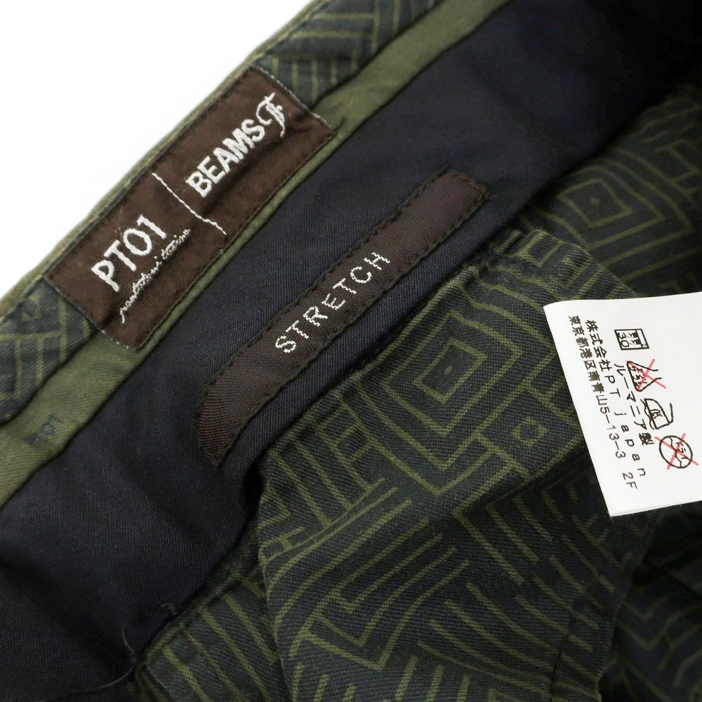 [Used] PT01 BEAMS F special order OPTICAL stretch cotton casual slacks, olive color [50] [Condition rank B] [Men&