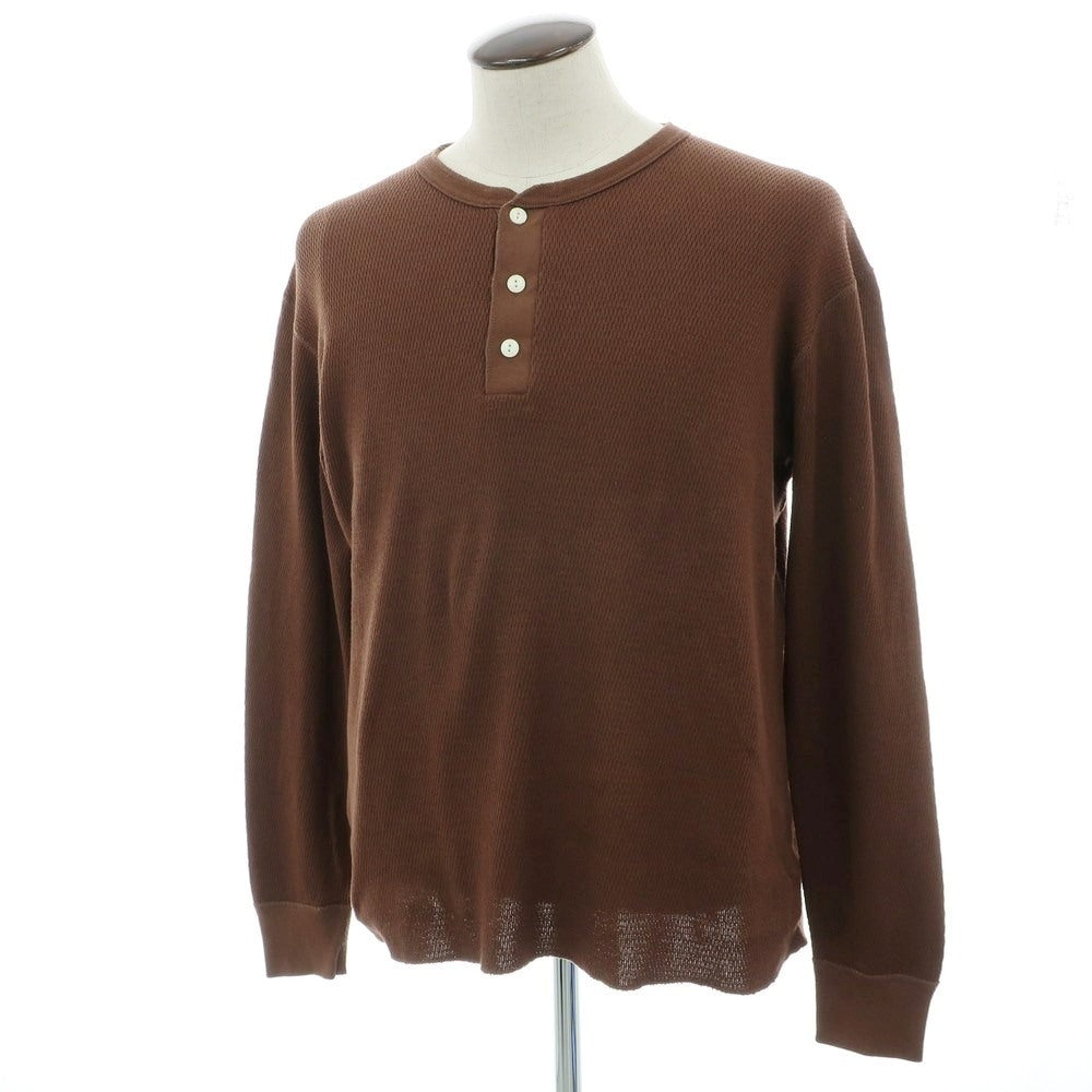 [Used] Healthknit BEAMS PLUS special order cotton henley neck long sleeve T-shirt brown [L/42] [Condition rank B] [Men&