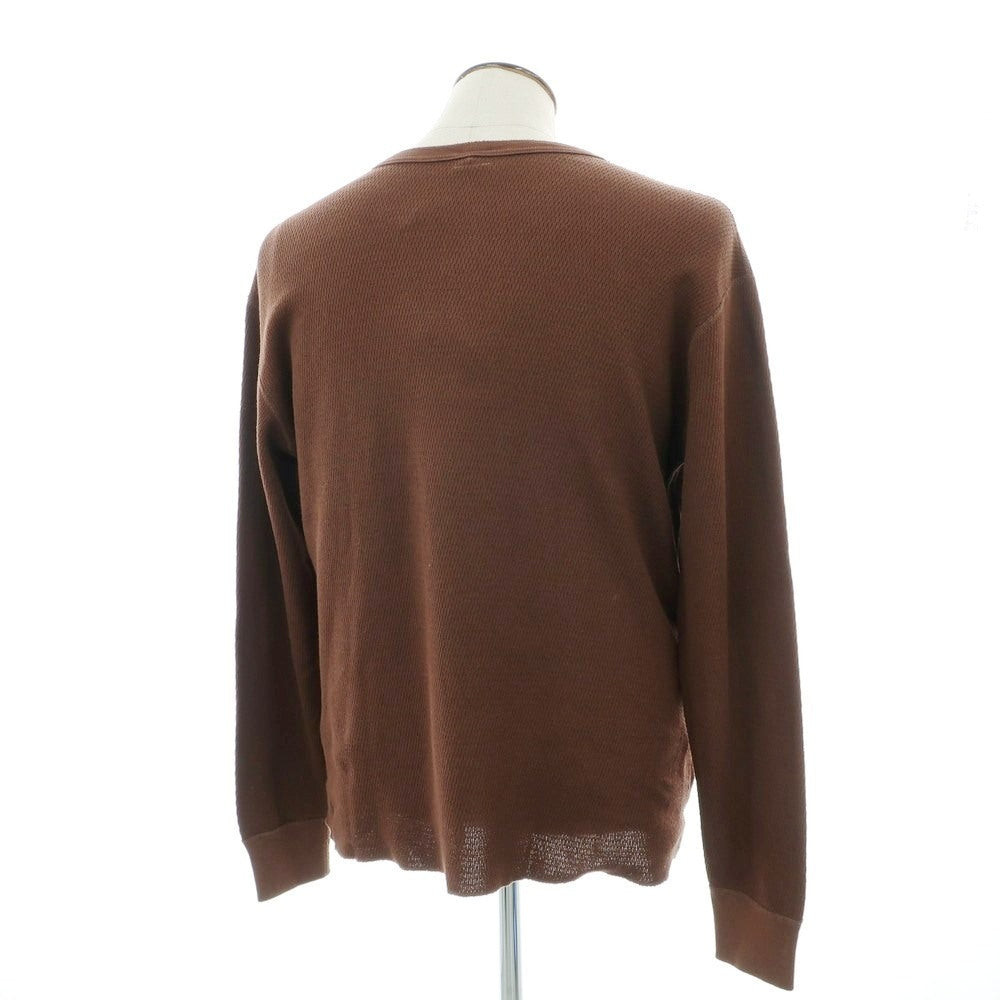 [Used] Healthknit BEAMS PLUS special order cotton henley neck long sleeve T-shirt brown [L/42] [Condition rank B] [Men&