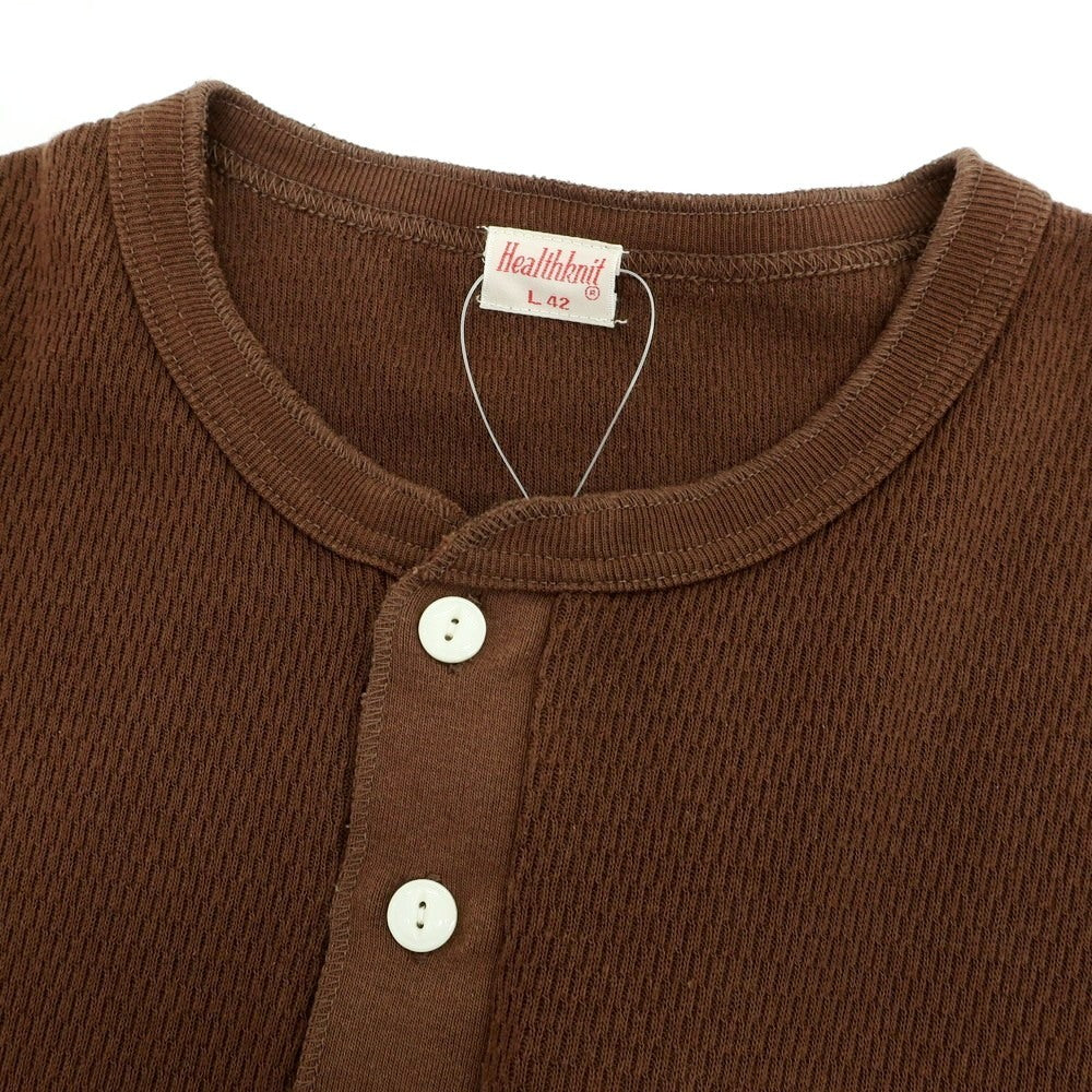 [Used] Healthknit BEAMS PLUS special order cotton henley neck long sleeve T-shirt brown [L/42] [Condition rank B] [Men&