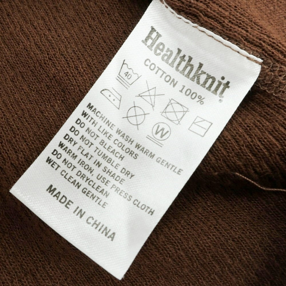 [Used] Healthknit BEAMS PLUS special order cotton henley neck long sleeve T-shirt brown [L/42] [Condition rank B] [Men&
