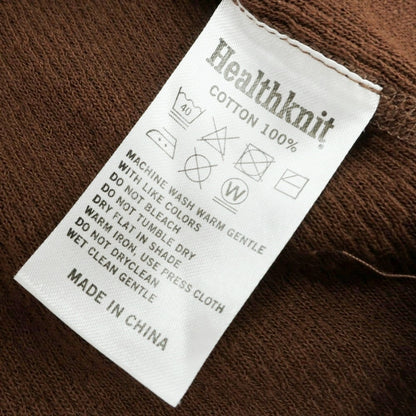 [Used] Healthknit BEAMS PLUS special order cotton henley neck long sleeve T-shirt brown [L/42] [Condition rank B] [Men&
