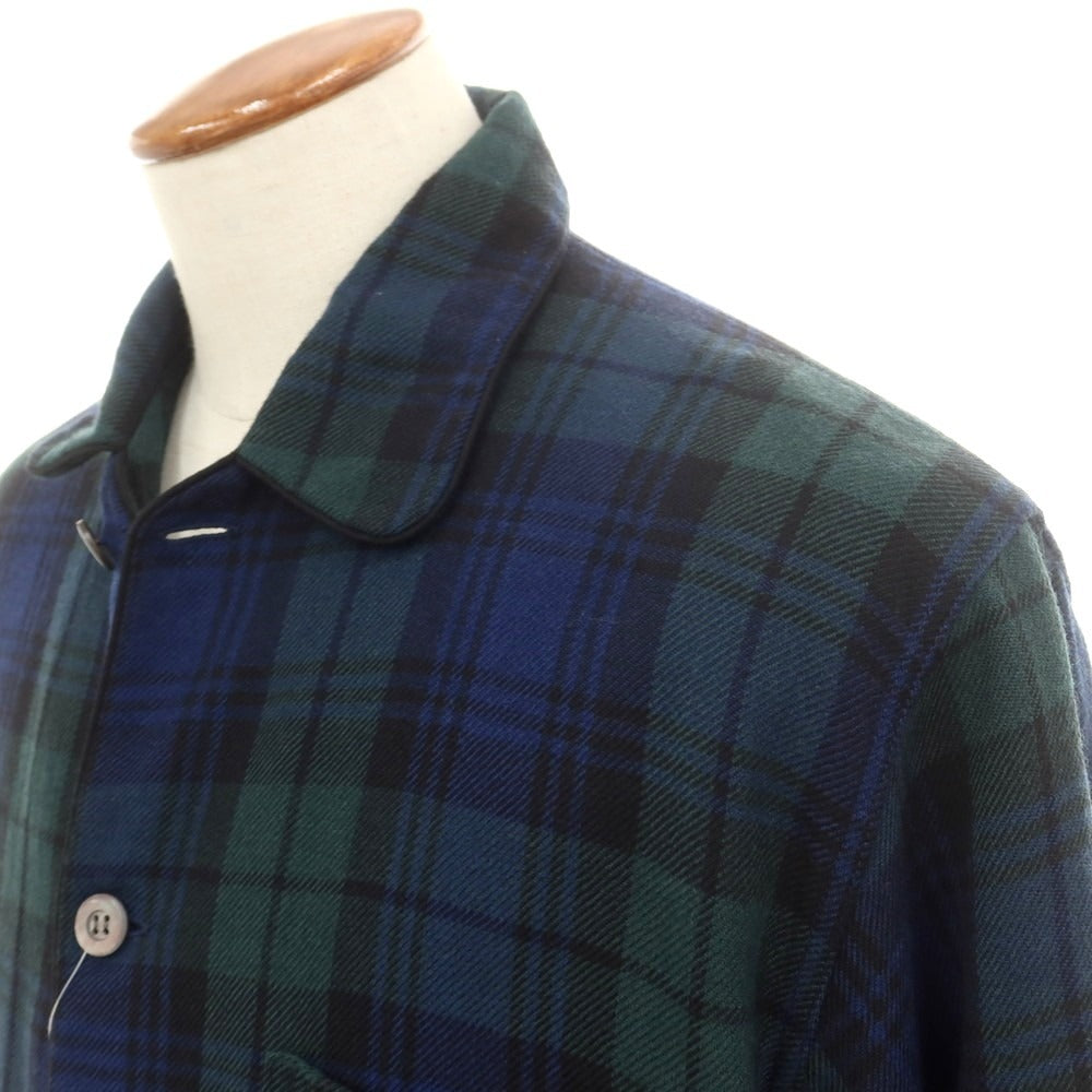 【中古】デレク ローズ Derek Rose BEAMS F別注 ウール チェック パジャマシャツ ネイビーxグリーン【 M 】【 状態ランクA 】【 メンズ 】