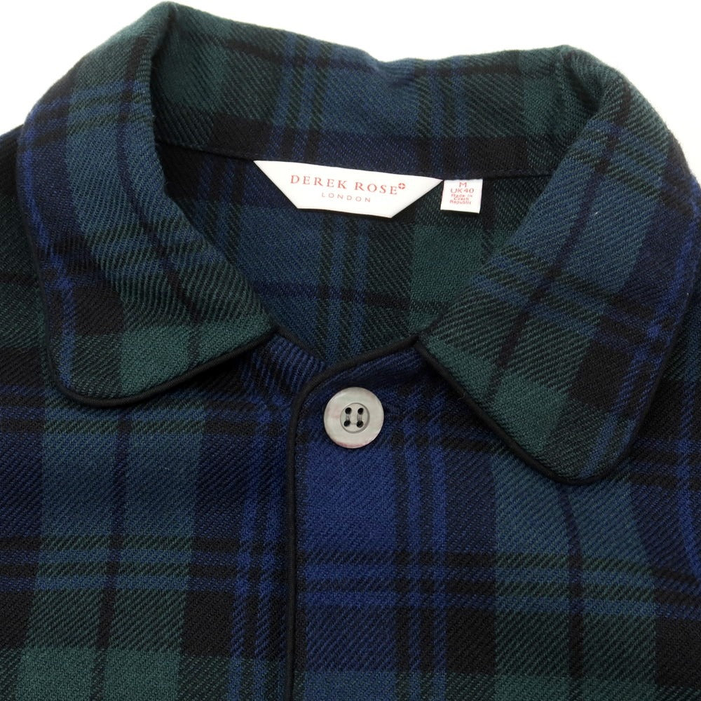 【中古】デレク ローズ Derek Rose BEAMS F別注 ウール チェック パジャマシャツ ネイビーxグリーン【 M 】【 状態ランクA 】【 メンズ 】