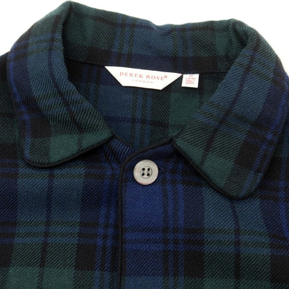 【中古】デレク ローズ Derek Rose BEAMS F別注 ウール チェック パジャマシャツ ネイビーxグリーン【 M 】【 状態ランクA 】【 メンズ 】
