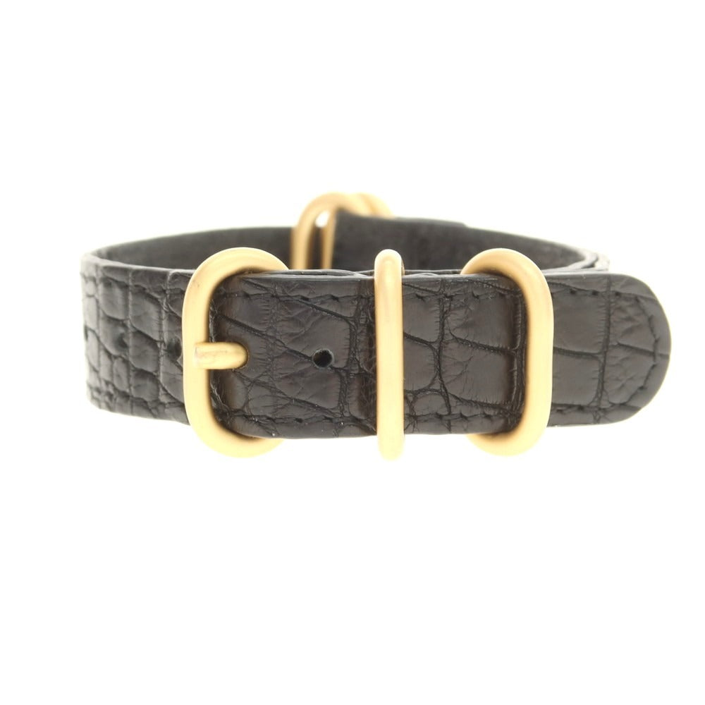 【中古】ザソール THE SOLE クロコダイルレザー ウォッチ NATOベルト ブラックxゴールド【 状態ランクB 】【 メンズ 】