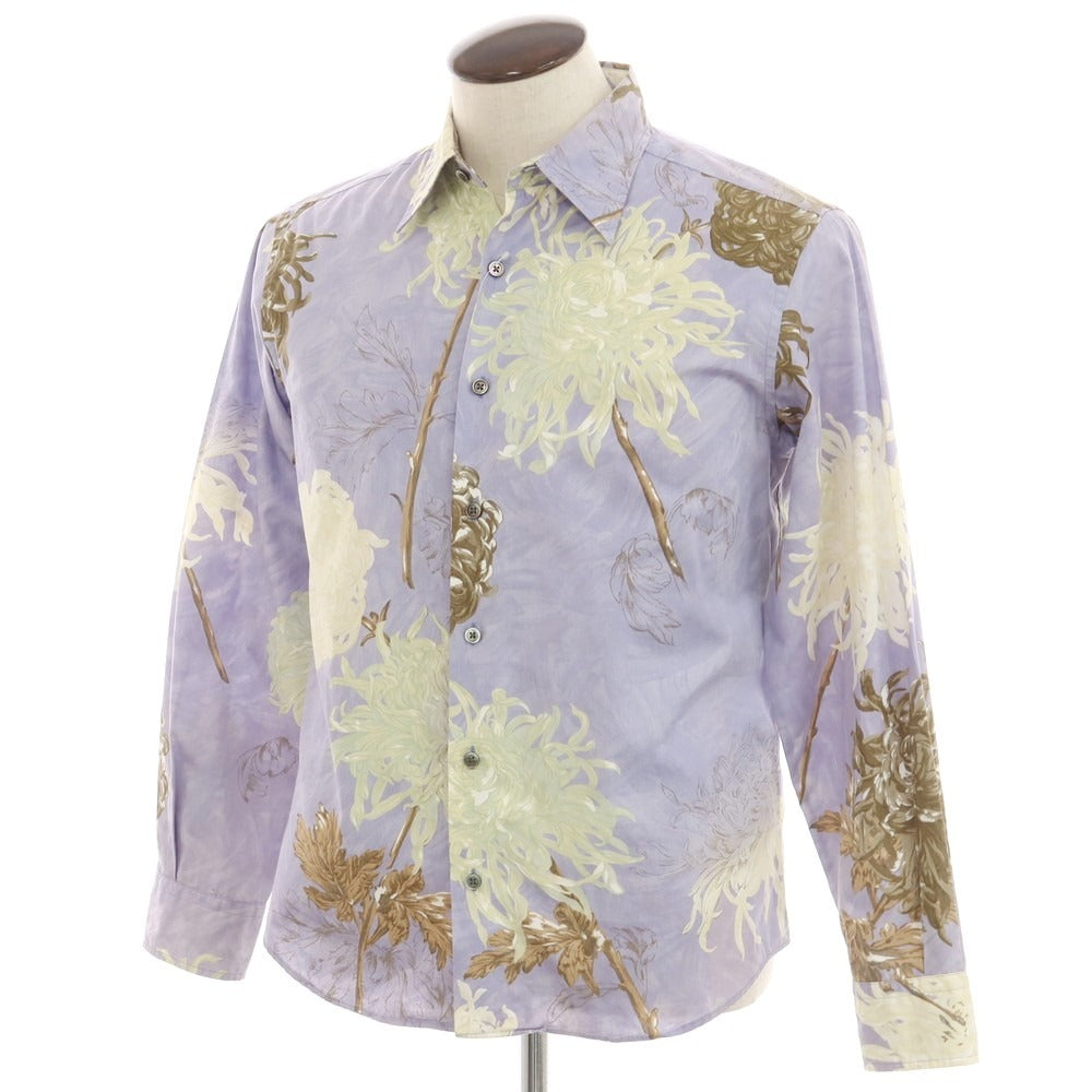 【中古】ポールスミス Paul Smith コットン フラワー レギュラーカラー カジュアルシャツ ラベンダー系【 L 】【 状態ランクC 】【 メンズ 】