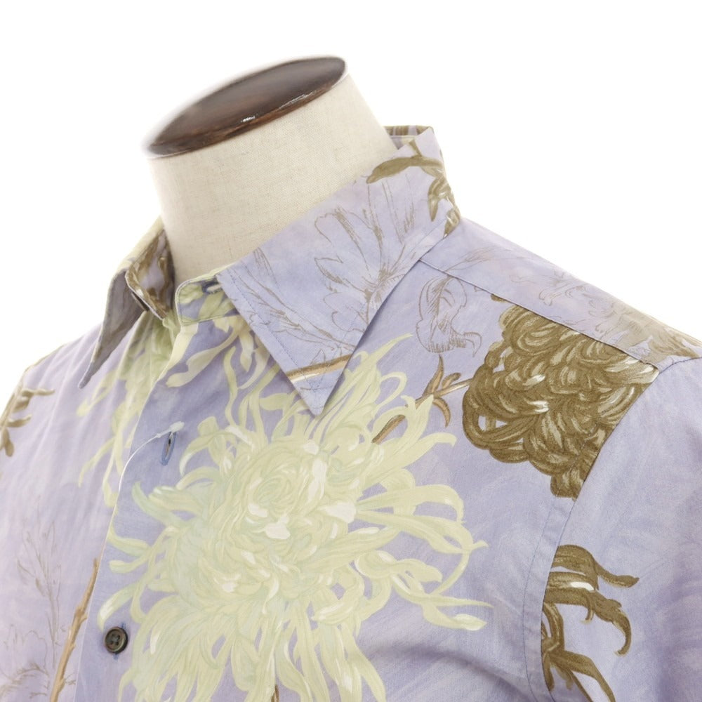 【中古】ポールスミス Paul Smith コットン フラワー レギュラーカラー カジュアルシャツ ラベンダー系【 L 】【 状態ランクC 】【 メンズ 】