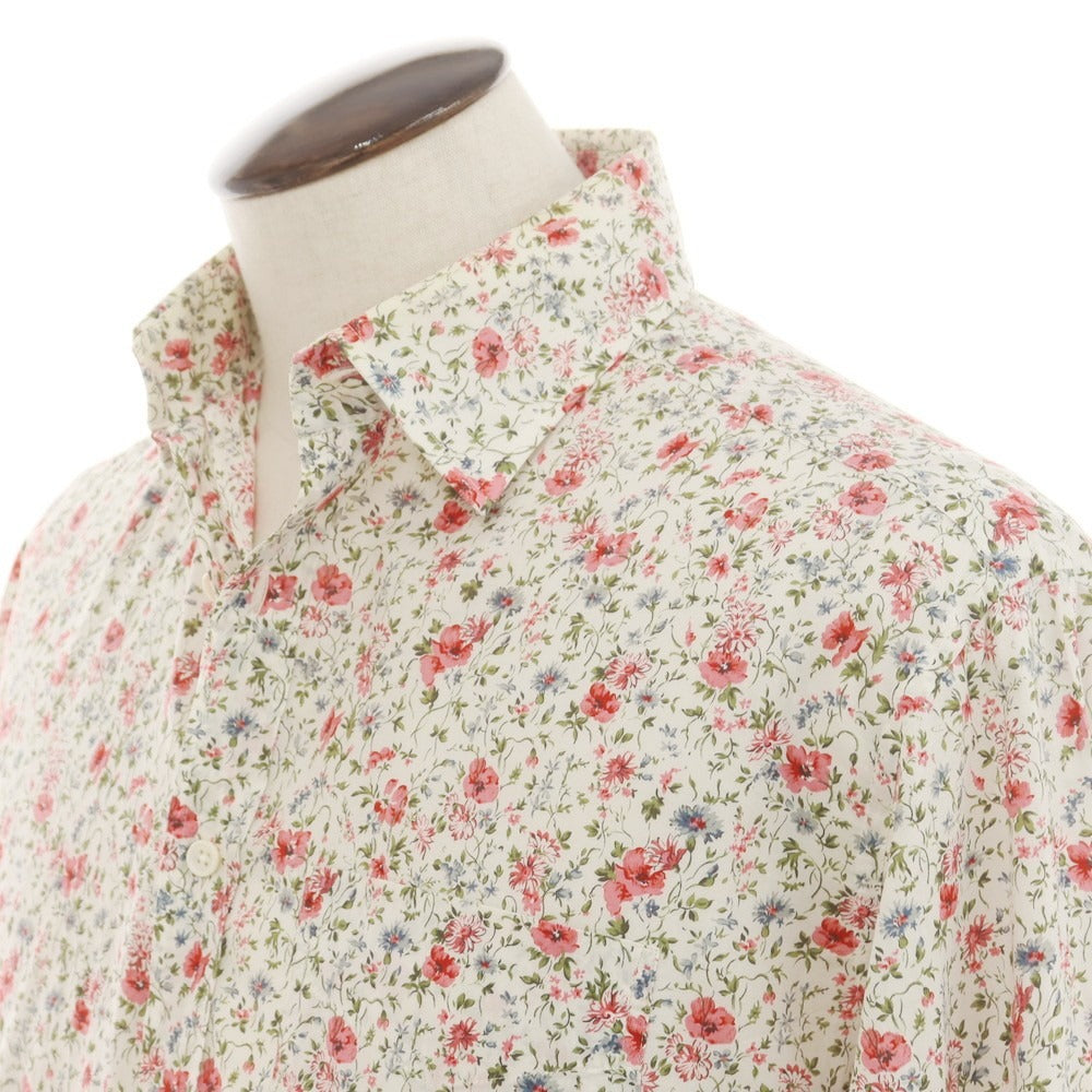 【中古】ポールスミス Paul Smith コットン ボタニカル柄 レギュラーカラー カジュアルシャツ ホワイトxピンク【 L 】【 状態ランクD 】【 メンズ 】