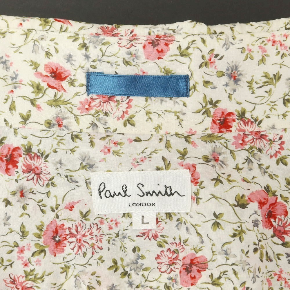 [Used] Paul Smith Cotton Botanical Pattern Regular Collar Casual Shirt White x Pink [L] [Condition Rank D] [Men&