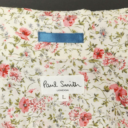 [Used] Paul Smith Cotton Botanical Pattern Regular Collar Casual Shirt White x Pink [L] [Condition Rank D] [Men&