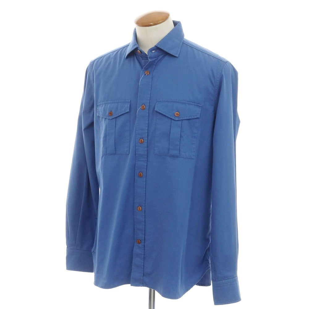【新品】グランシャツ Glanshirt コットン ワークシャツ ブルー【 40 】【 状態ランクN 】【 メンズ 】[EPD]