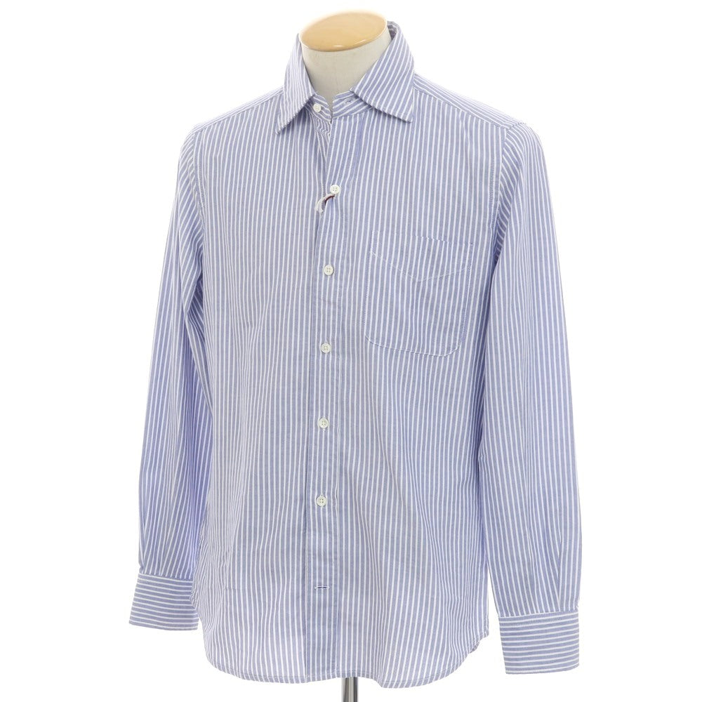 [New] Glanshirt Cotton Striped Semi-wide Collar Casual Shirt Blue x White [38] [Condition Rank N] [Men&