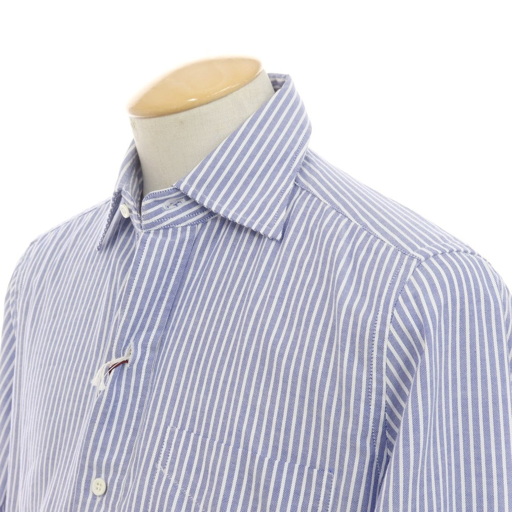 [New] Glanshirt Cotton Striped Semi-wide Collar Casual Shirt Blue x White [38] [Condition Rank N] [Men&