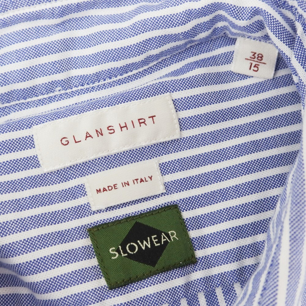 [New] Glanshirt Cotton Striped Semi-wide Collar Casual Shirt Blue x White [38] [Condition Rank N] [Men&