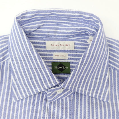 [New] Glanshirt Cotton Striped Semi-wide Collar Casual Shirt Blue x White [38] [Condition Rank N] [Men&