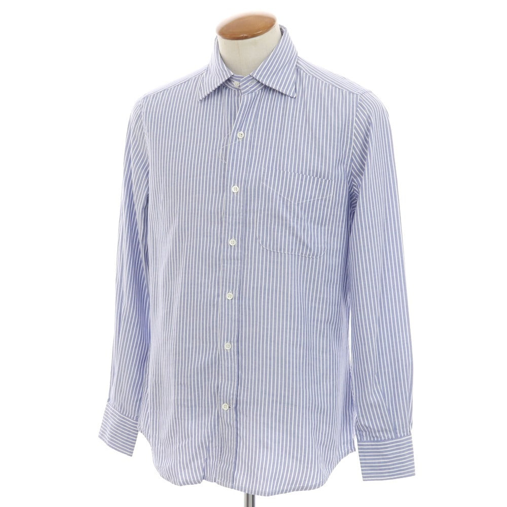 [New] Glanshirt Cotton Striped Semi-wide Collar Casual Shirt Blue x White [39] [Condition Rank N] [Men&