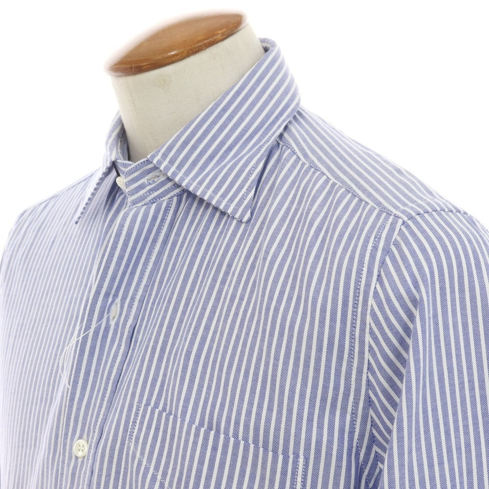 [New] Glanshirt Cotton Striped Semi-wide Collar Casual Shirt Blue x White [39] [Condition Rank N] [Men&