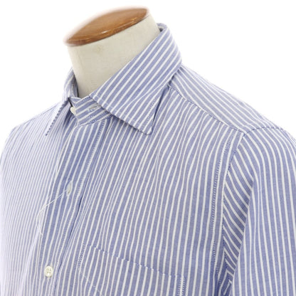 [New] Glanshirt Cotton Striped Semi-wide Collar Casual Shirt Blue x White [39] [Condition Rank N] [Men&