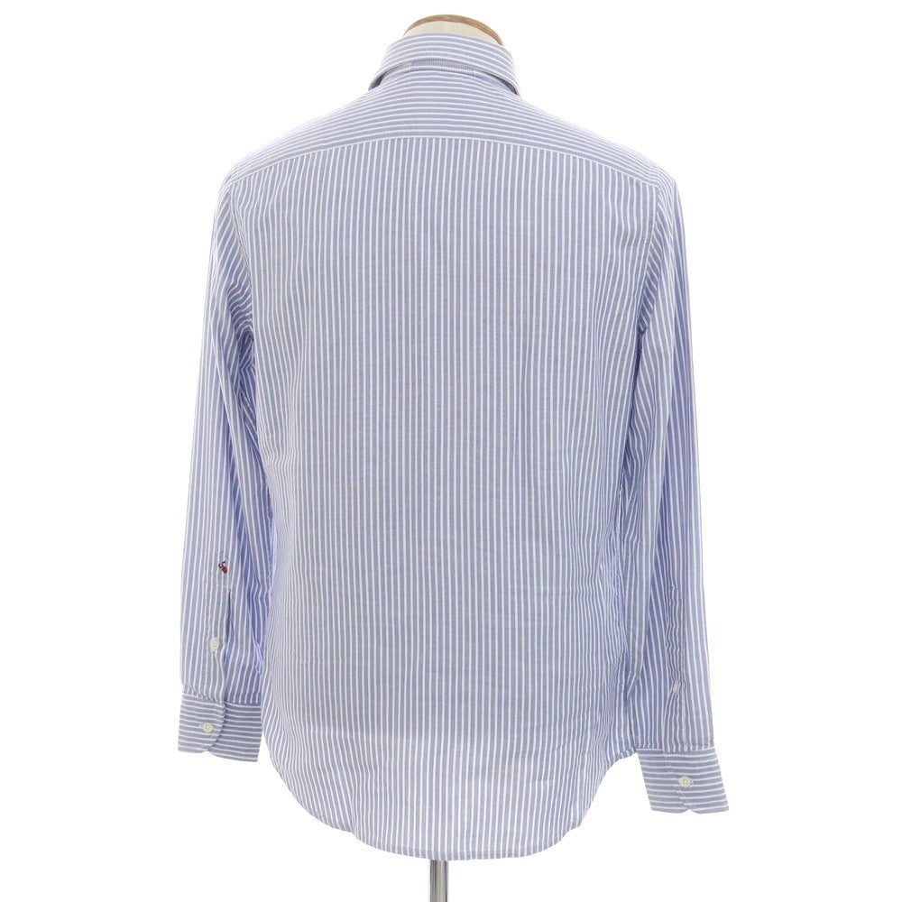 [New] Glanshirt Cotton Striped Semi-wide Collar Casual Shirt Blue x White [39] [Condition Rank N] [Men&