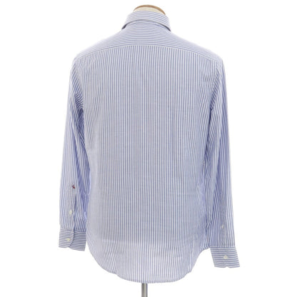 [New] Glanshirt Cotton Striped Semi-wide Collar Casual Shirt Blue x White [39] [Condition Rank N] [Men&